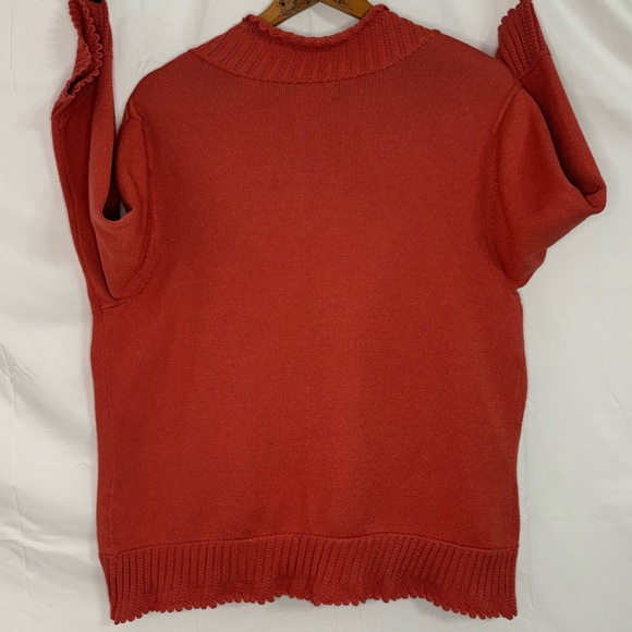 Nine West Salmon Pink Front Tie Scalloped Edge Cardigan Sweater 2X (20W/22W) - Picture 6 of 16